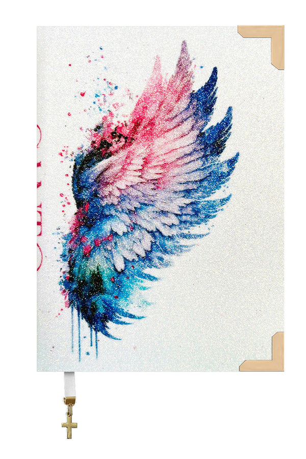 Bíblia Glitter Branco SANTO ESPÍRITO asas coloridas